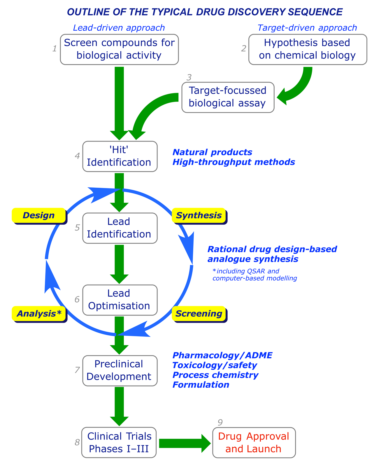 Diagram showing typical drug discovery sequence