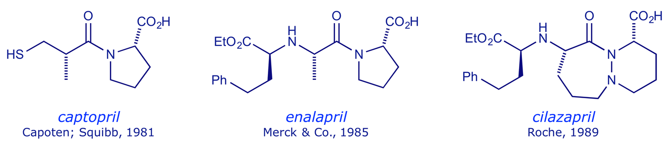 Structures of captopril, enalapril and cilazapril