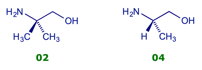 The structures of 2-amino-2-methyl-1-propanol and (<em>S</em>)-2-amino-1-propanol